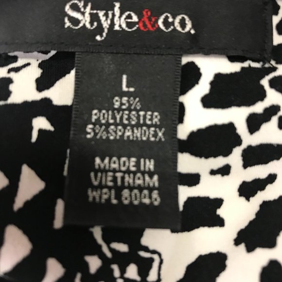 Style & Co Womens Black White Print Rhinestone Detail Tunic Size  L - Picture 4 of 7